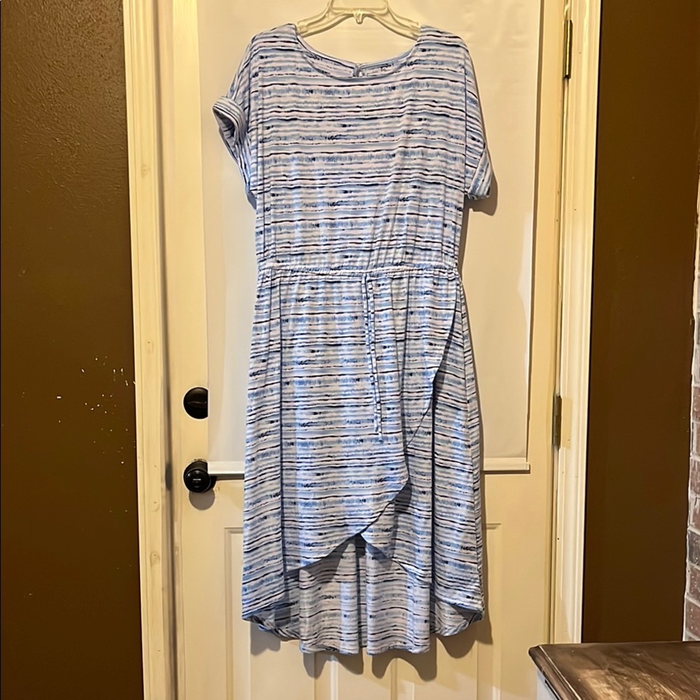 Just Be Blue and White Asymmetrical High-Low Sundress